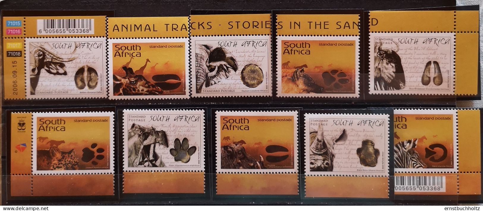 Südafrika 2006 Tierspuren Mi 1715/24** Set - Unused Stamps