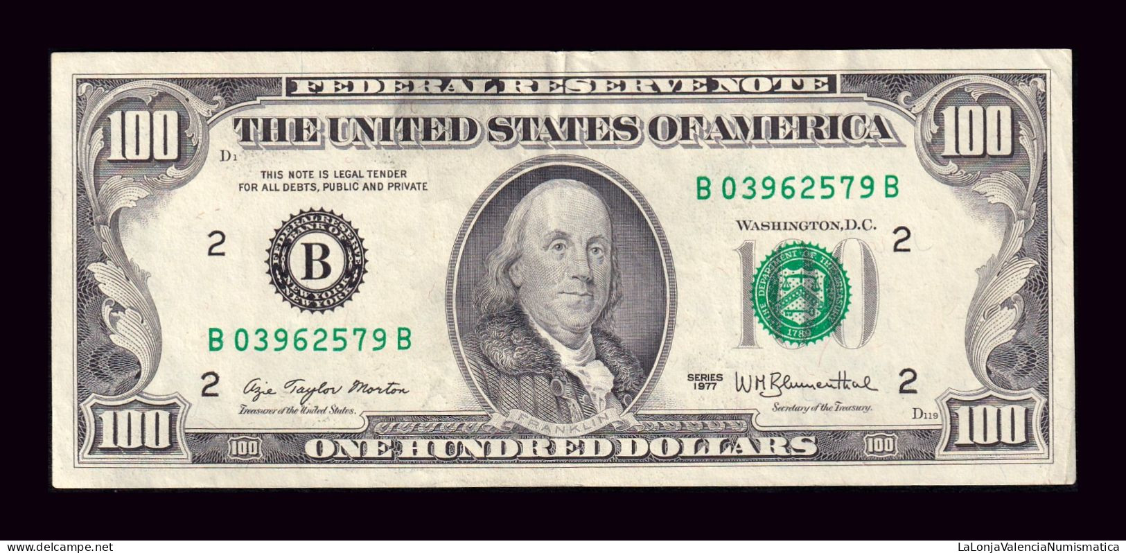 Estados Unidos De América United States Of America 100 Dollars 1977 Pick 467 New York NY Ebc Xf - Other & Unclassified