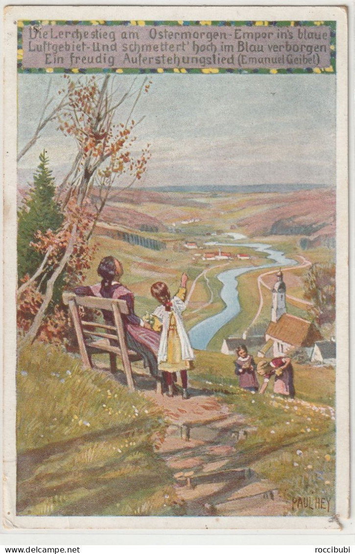 Paul Hay, Künstlerkarte, Frühling, Stempel Hindelang 1917 - Hey, Paul