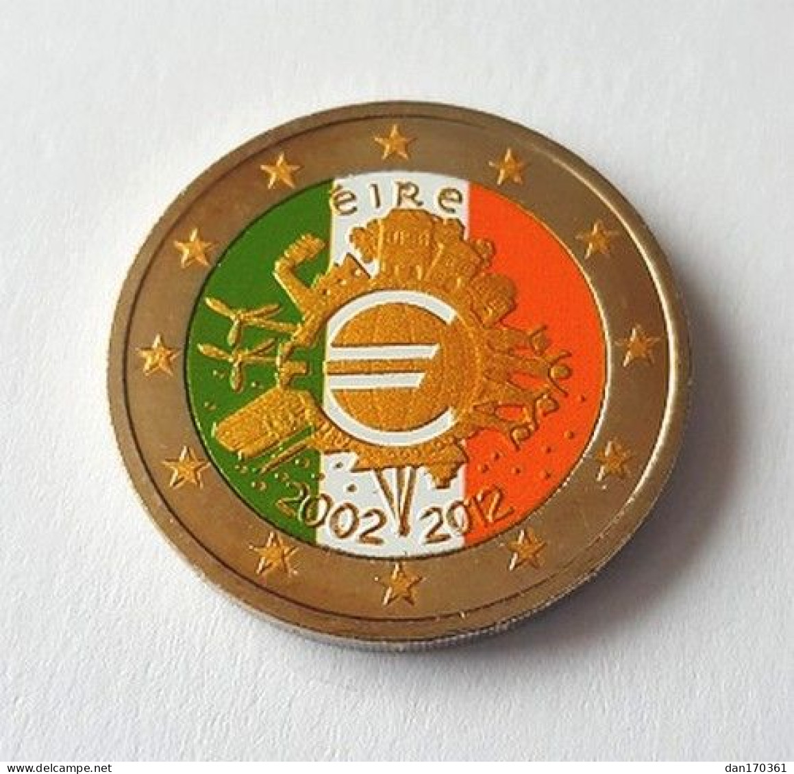 IRLANDE 2012 - 10 ANS DE L'EURO -2 EUROS COMMEMORATIVE- COULEUR - FARBE- COLORISEE - COULEURS - COLORED - COLOR - Irlanda