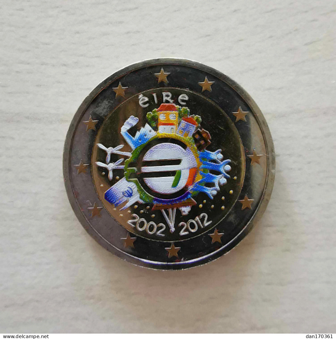 IRLANDE 2012 - 10 ANS DE L'EURO -2 EUROS COMMEMORATIVE- COULEUR - FARBE- COLORISEE - COULEURS - COLORED - COLOR - Irlanda