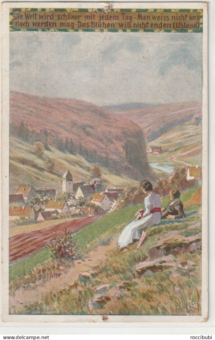 Paul Hay, Künstlerkarte, Frühling, Stempel Sonthofen 1917 - Hey, Paul