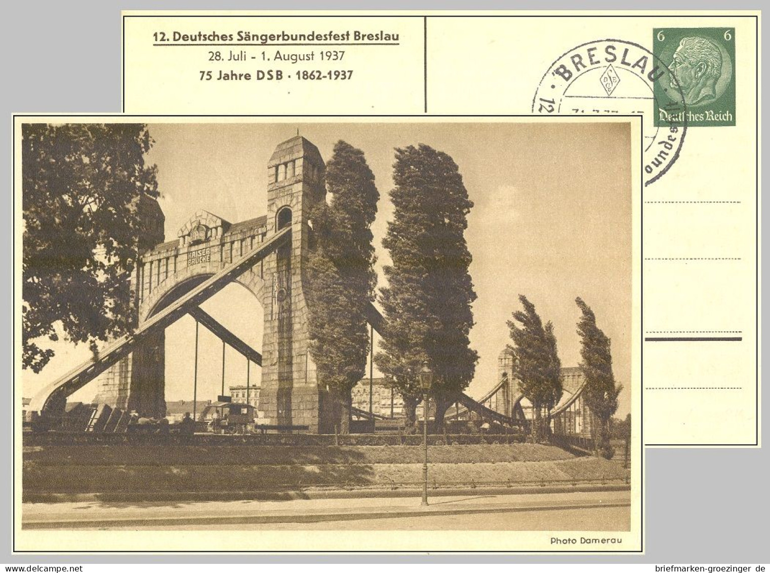 Breslau, Deutsches Reich Privatganzsache 12. Sängerbundesfest Sst.-16-2812 - Schlesien