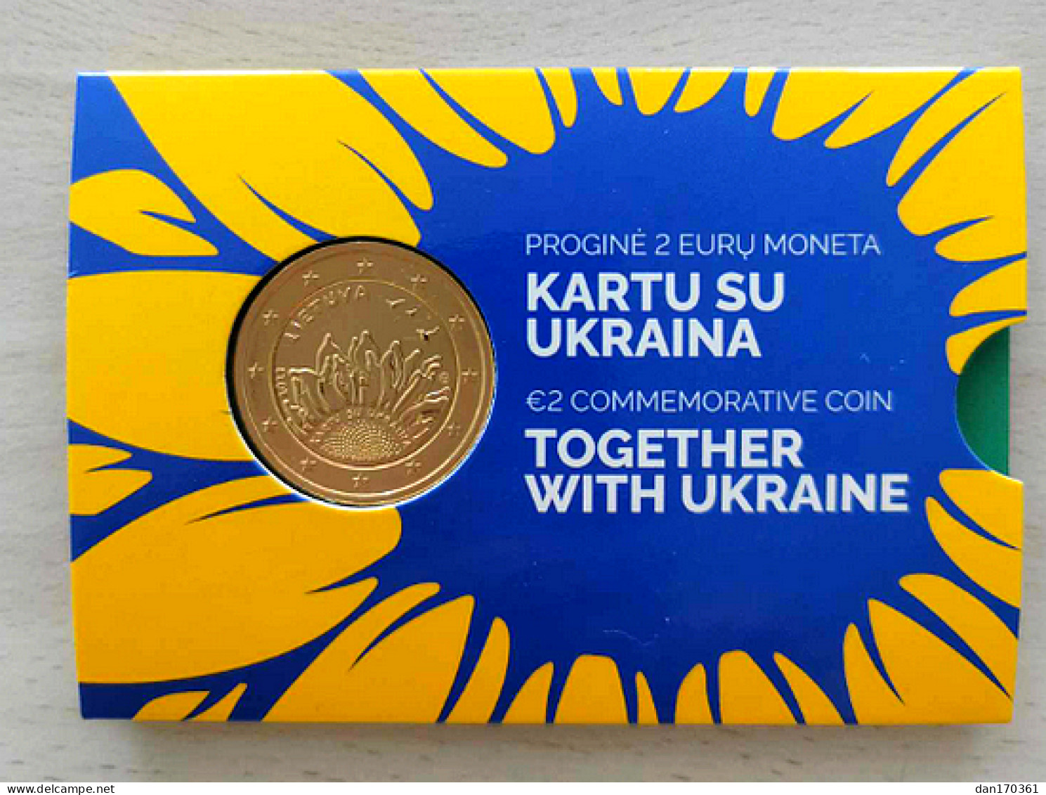 LITUANIE 2023 - UKRAINE - COINCARD - 2 EUROS COMMEMORATIVE - PLAQUE OR - VERGOLDET - Lithuania