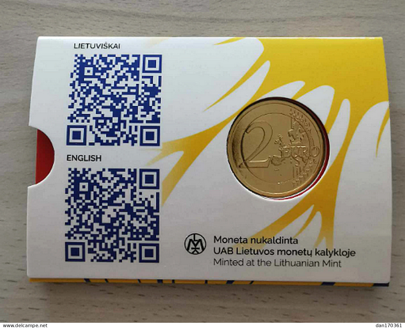 LITUANIE 2023 - UKRAINE - COINCARD - 2 EUROS COMMEMORATIVE - PLAQUE OR - VERGOLDET - Lituanie