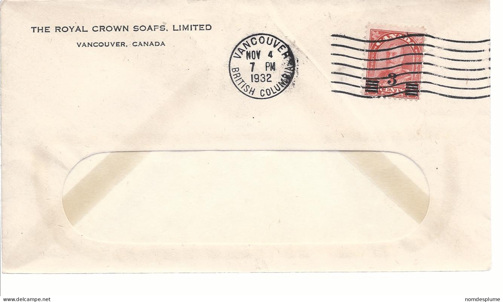 19593) Canada Vancouver Post Mark Cancel 1932 Overprint - Briefe U. Dokumente