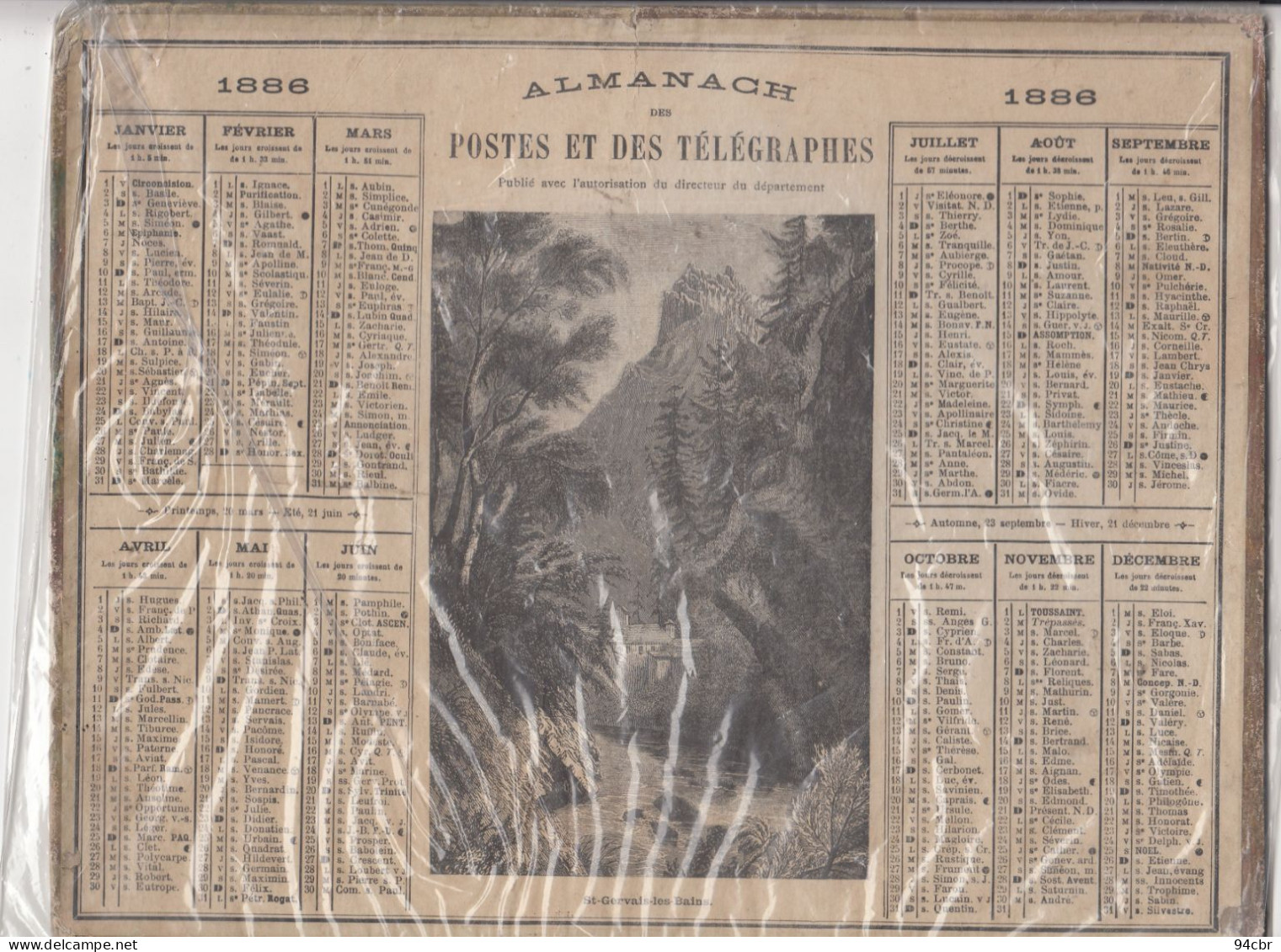 CALENDRIERS DES POSTES (1886)   Saint Gervais Les Bains (21x27) - Formato Grande : ...-1900