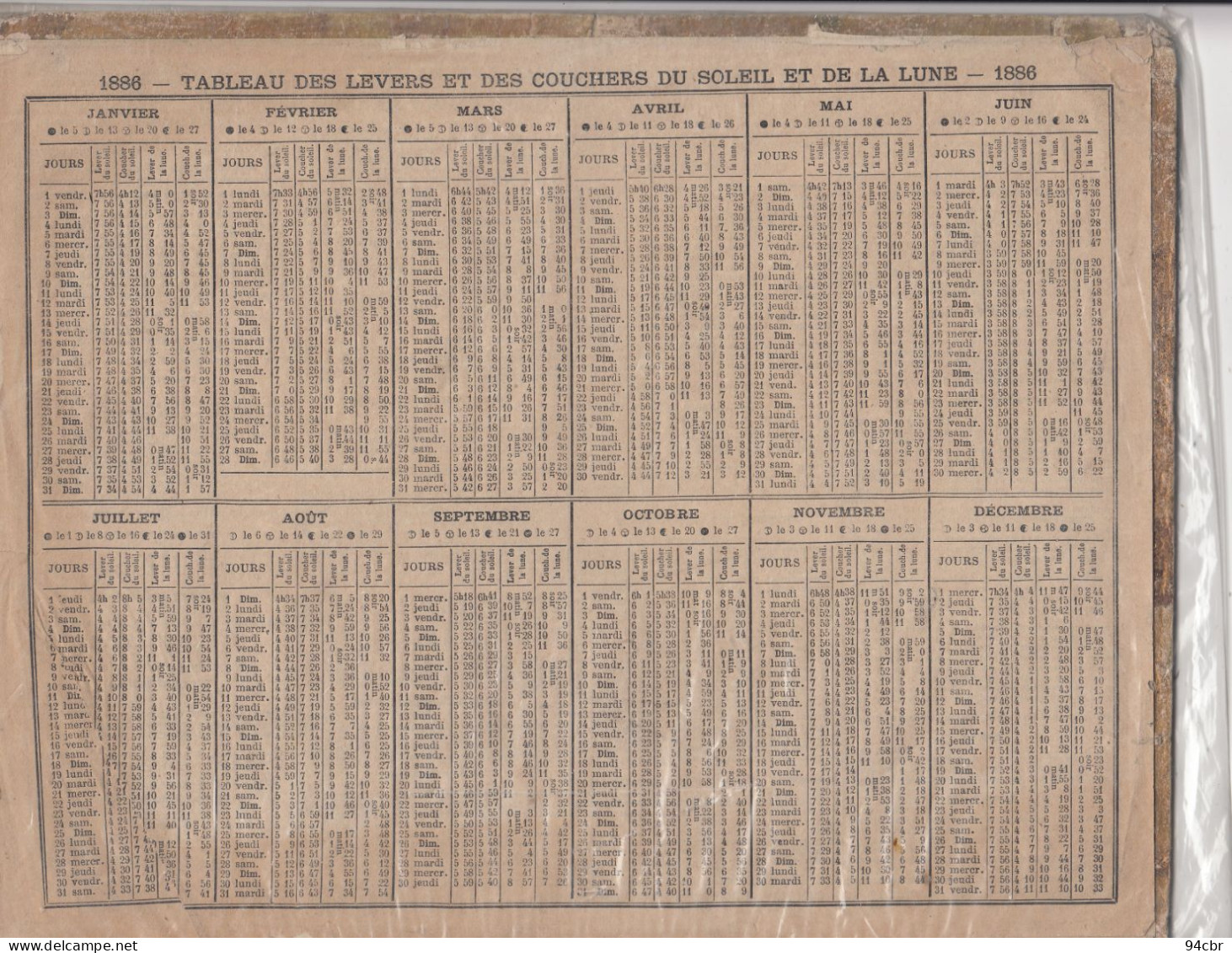 CALENDRIERS DES POSTES (1886)   Saint Gervais Les Bains (21x27) - Grand Format : ...-1900