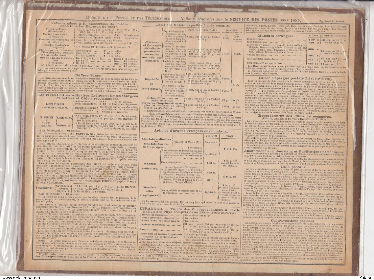 CALENDRIERS DES POSTES (1885)  La Diligence Avant 1880   21x26 - Tamaño Grande : ...-1900