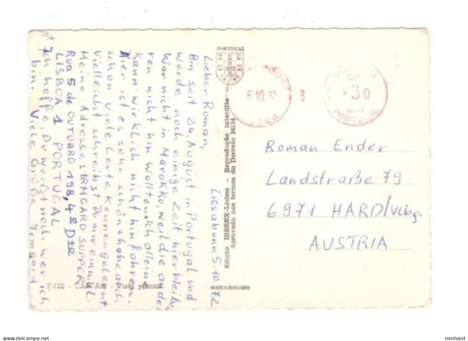 Karte Mit Freistempel 1972 Gelaufen Nach Österreich - Postal Logo & Postmarks