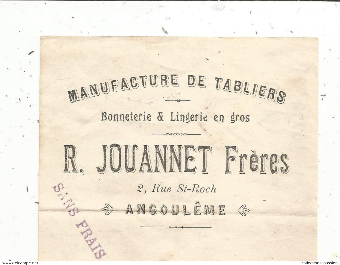 Mandat, Manufacture De Tabliers, R. JOUANNET FRERES, ANGOULEME, 1920, Frais Fr 1.75 E - Bills Of Exchange