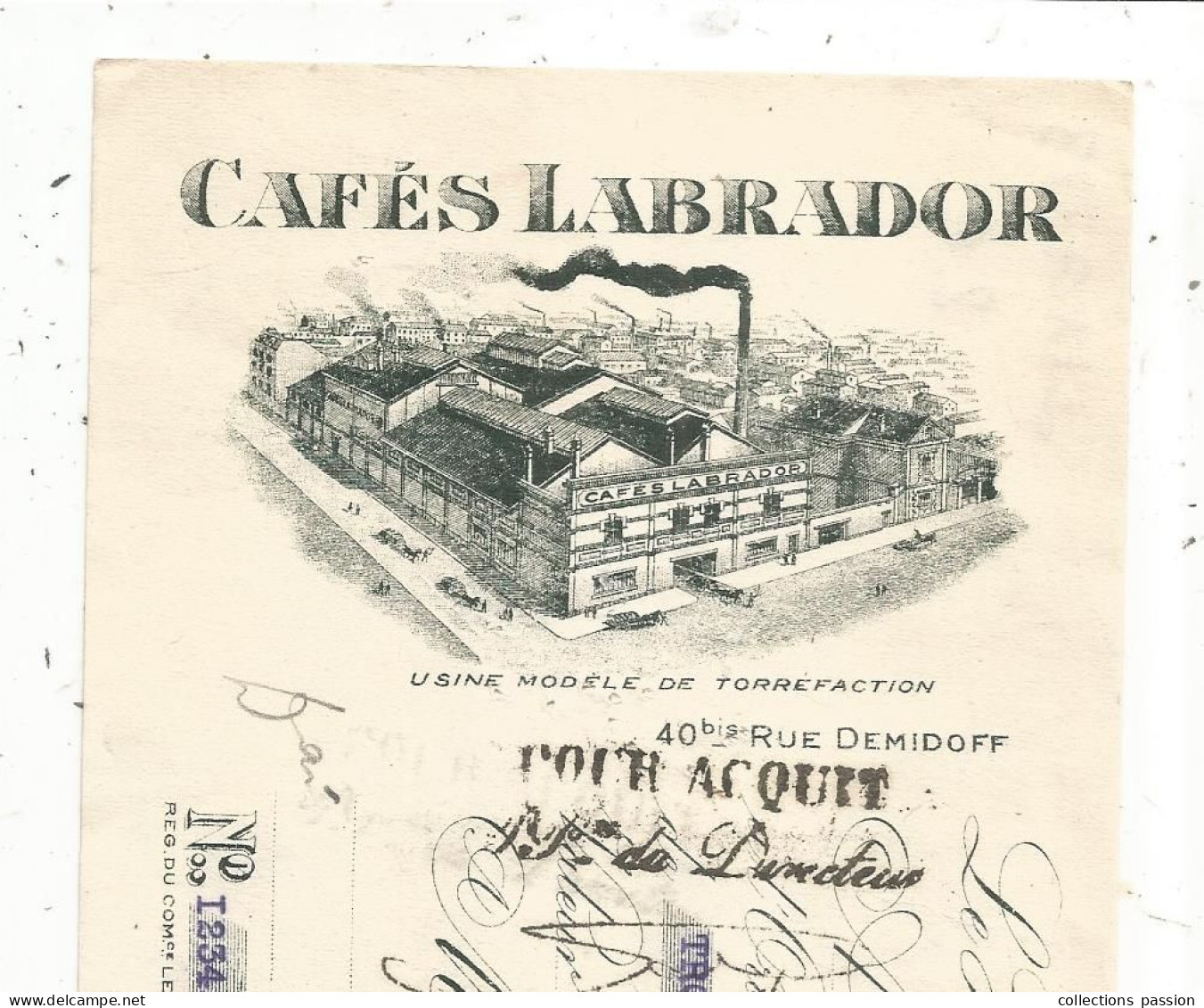 Mandat, CAFES LABRADOR , LE HAVRE, 1935, Frais Fr 1.75 E - Lettres De Change