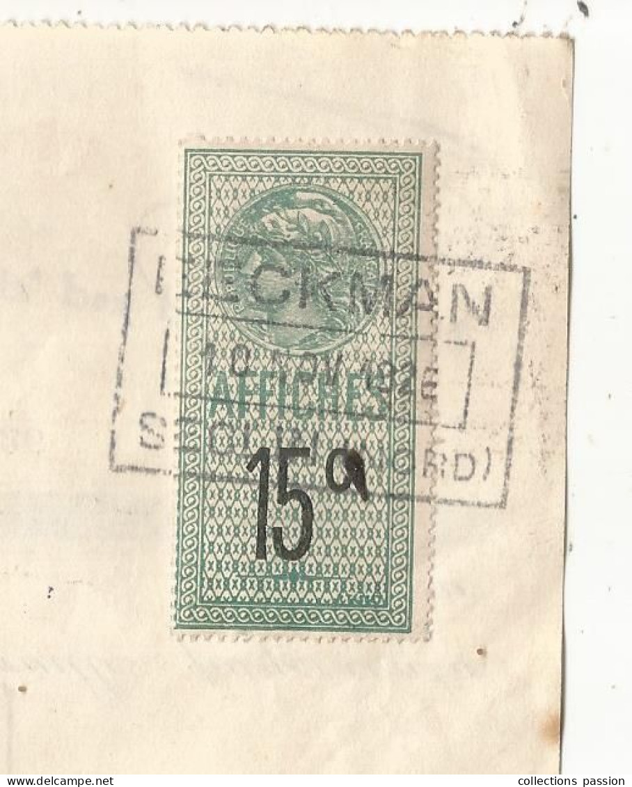 Mandat, Vinaigrerie & Huiles De SECLIN, EECKMAN, Seclin, Nord, 1926, Frais Fr 1.75 E - Letras De Cambio