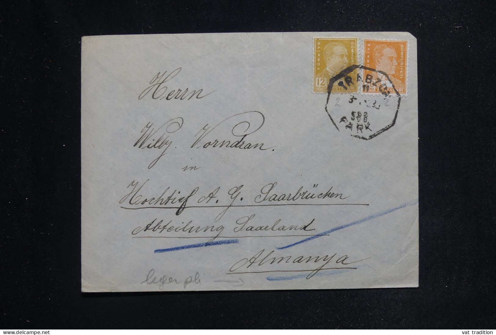 TURQUIE - Enveloppe De Trabzon Pour L'Allemagne, Affranchissement Bivcolore- L 144312 - Lettres & Documents