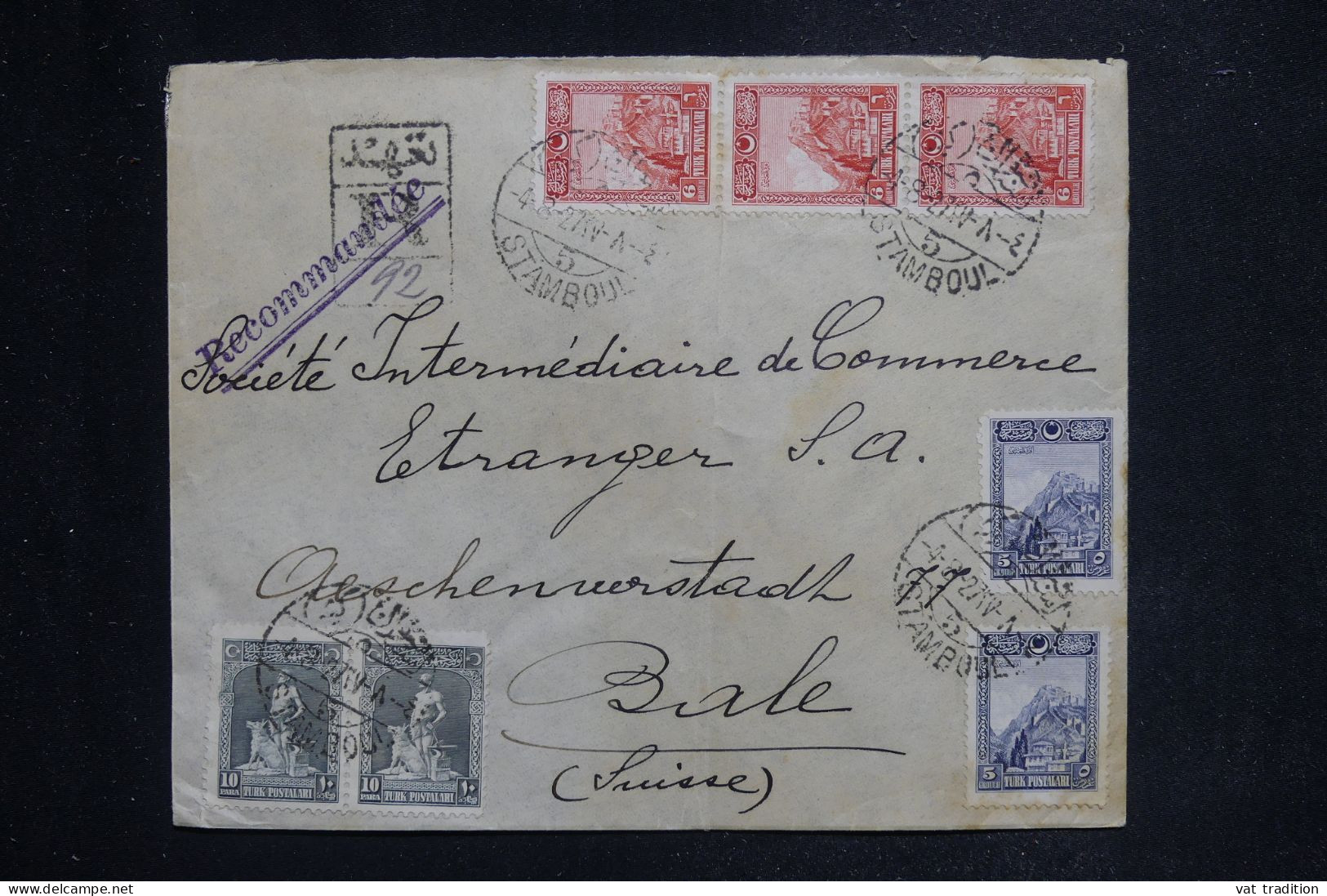 TURQUIE - Enveloppe  Commerciale En Recommandé De Istanbul Pour La Suisse En 1927 - L 144320 - Briefe U. Dokumente