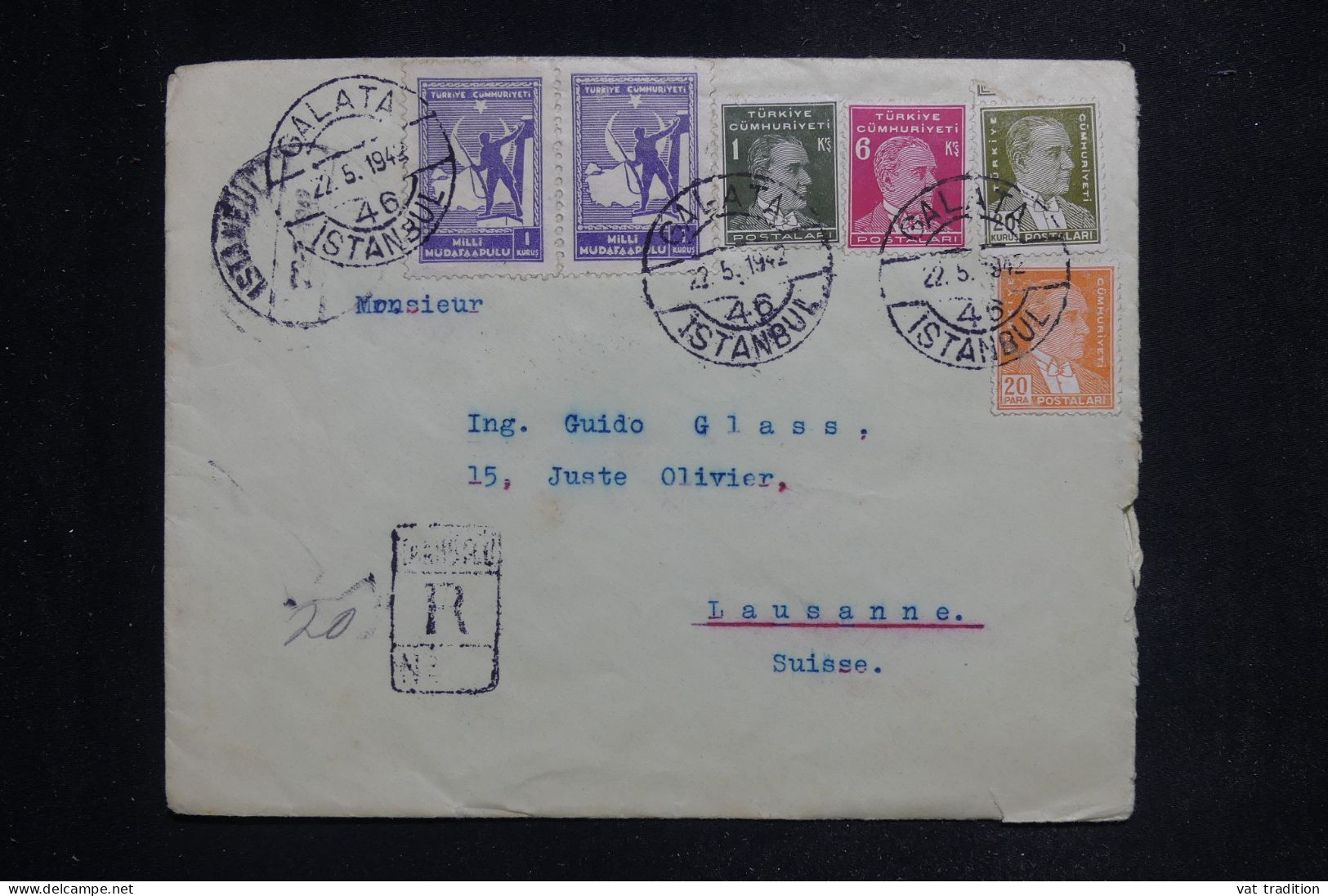 TURQUIE - Enveloppe En Recommandé De Istanbul Pour La Suisse En 1942 - L 144323 - Storia Postale