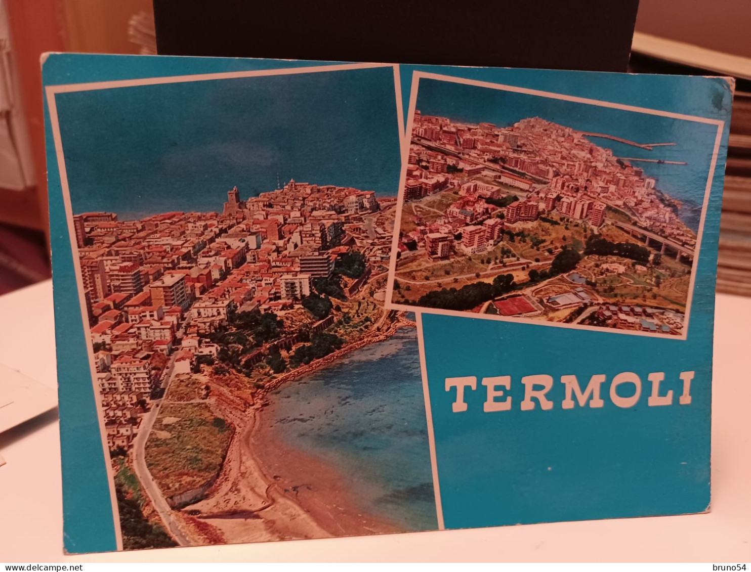 5 cartoline Termoli provincia Campobasso anni 70, camping La Vela,auto tedesca, saluti da,la cattedrale