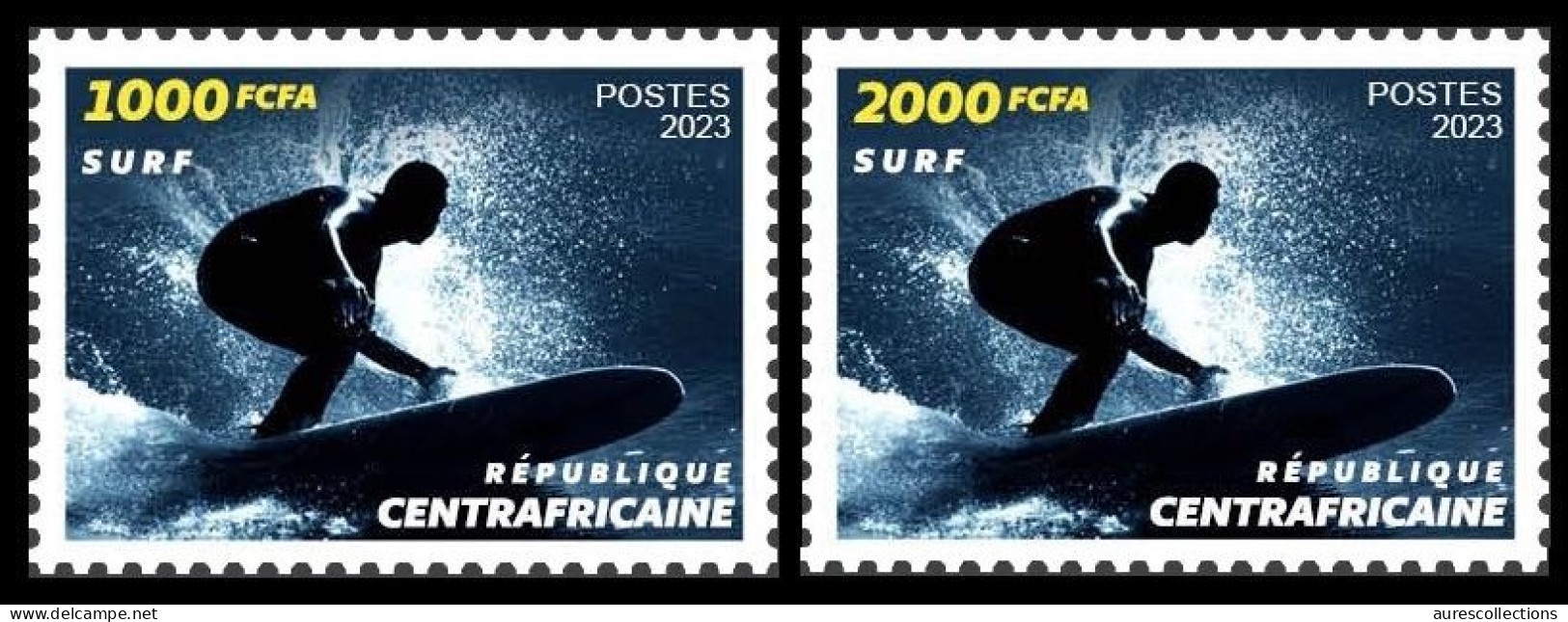 CENTRAL AFRICAN 2023 - SET 2V - SURF SKATE SKATEBOARD - OLYMPIC GAMES PARIS 2024 PREOLYMPIC YEAR - MNH - Skateboard