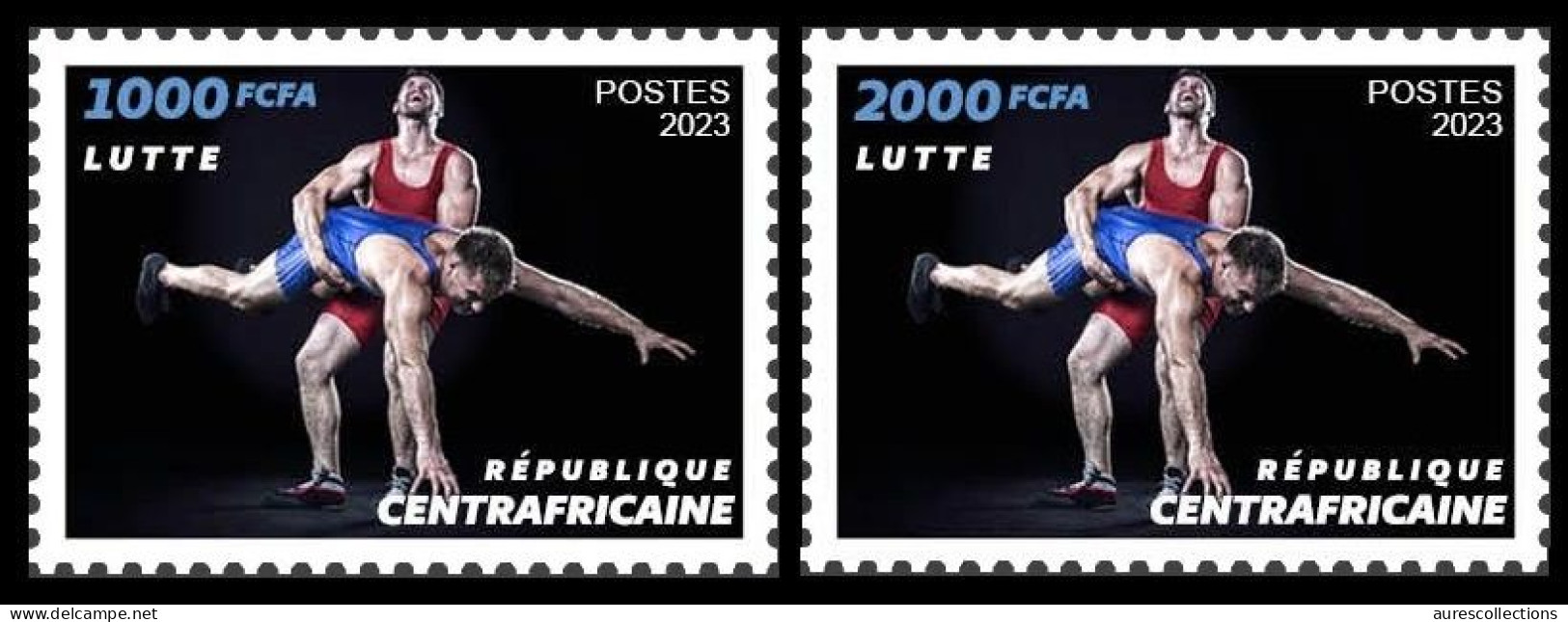 CENTRAL AFRICAN 2023 - SET 2V - LUTTE WRESTLING - OLYMPIC GAMES PARIS 2024 PREOLYMPIC YEAR - MNH - Worstelen