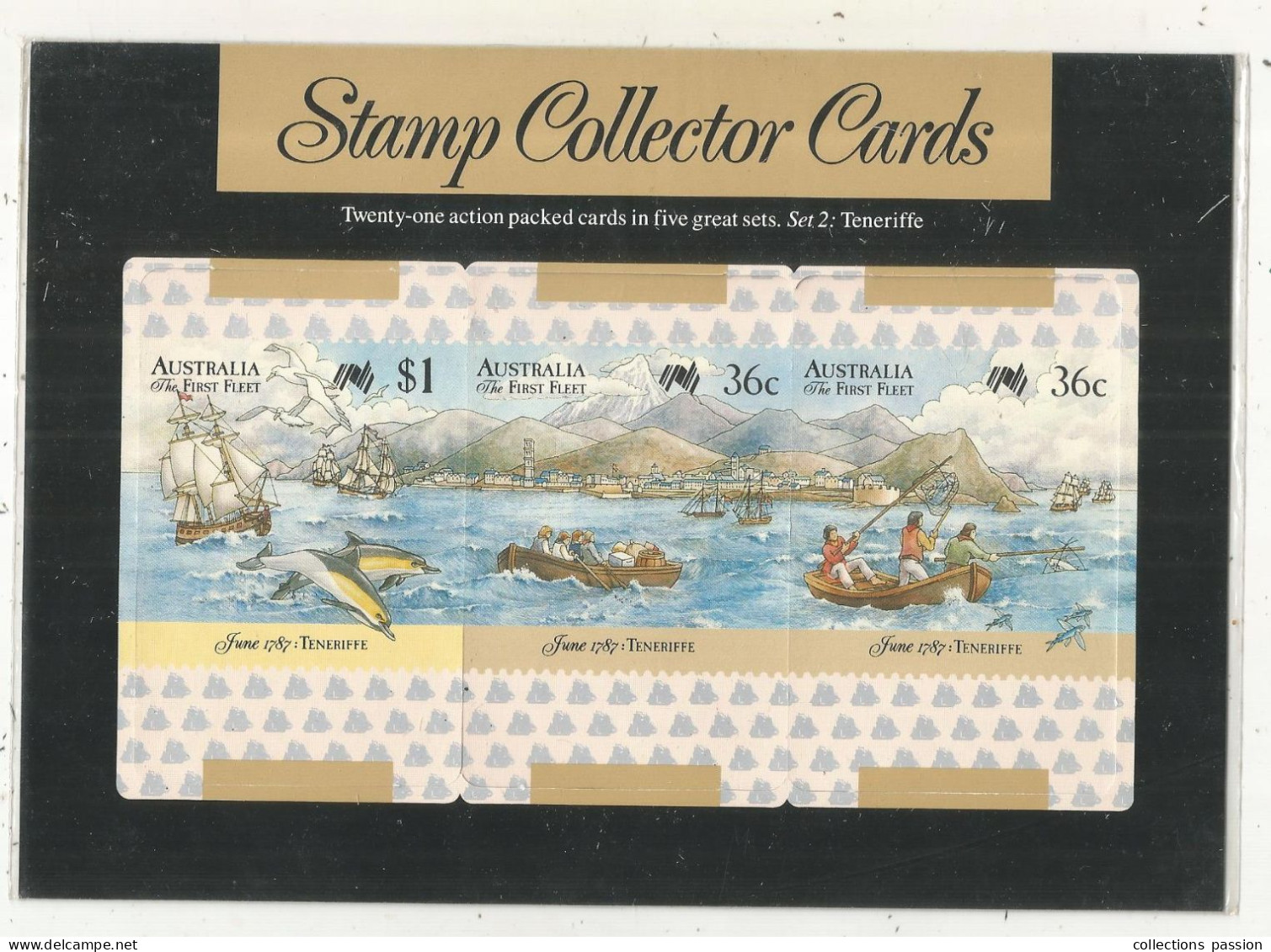 AUSTRALIA , AUSTRALIE, STAMP COLLECTOR CARDS, Set 2, TENERIFFE, 3 Timbres, 1987, Frais Fr 1.95 E - Sammlungen