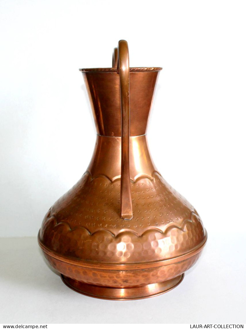 VILLEDIEU JOLI ANCIEN GRANDE JARRE CRUCHE VASE POT A ANSE En CUIVRE MARTELÉ 33cm / ART DECORATIF / DE LA TABLE (0507.17) - Cobre