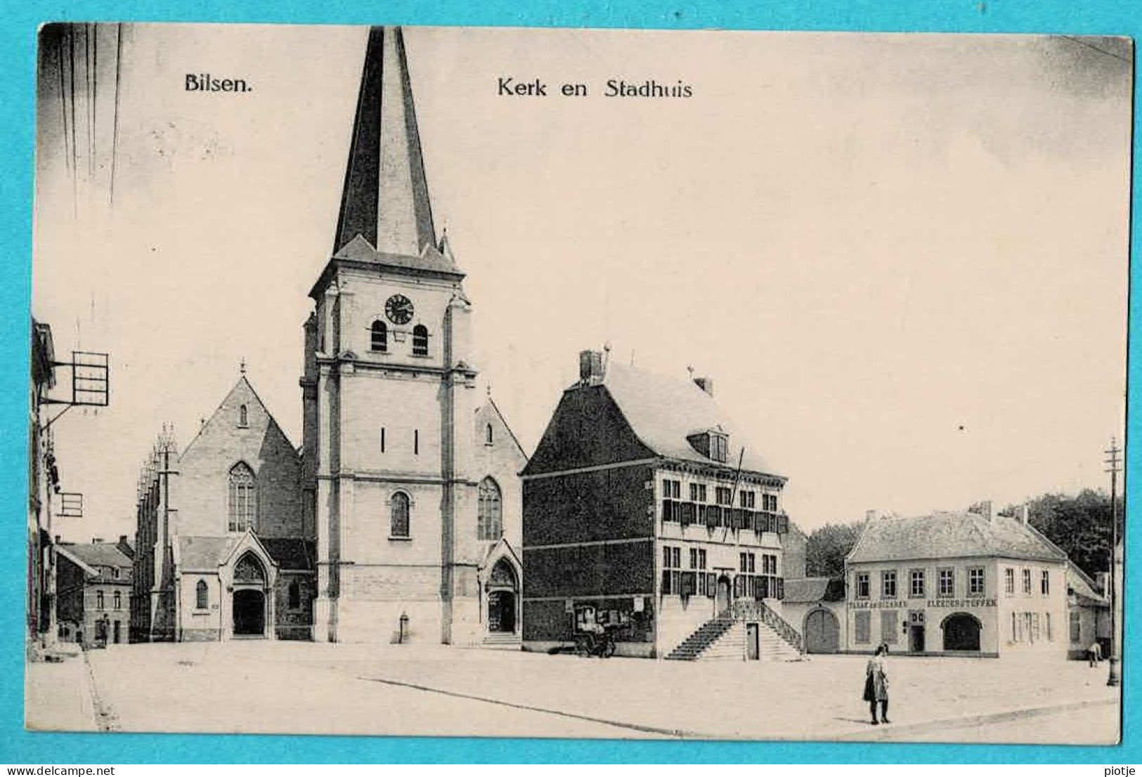 * Bilzen - Bilsen (Limburg) * Kerk En Stadhuis, église Et Hotel De Ville, Grand'place, Animée, Old, Rare - Bilzen