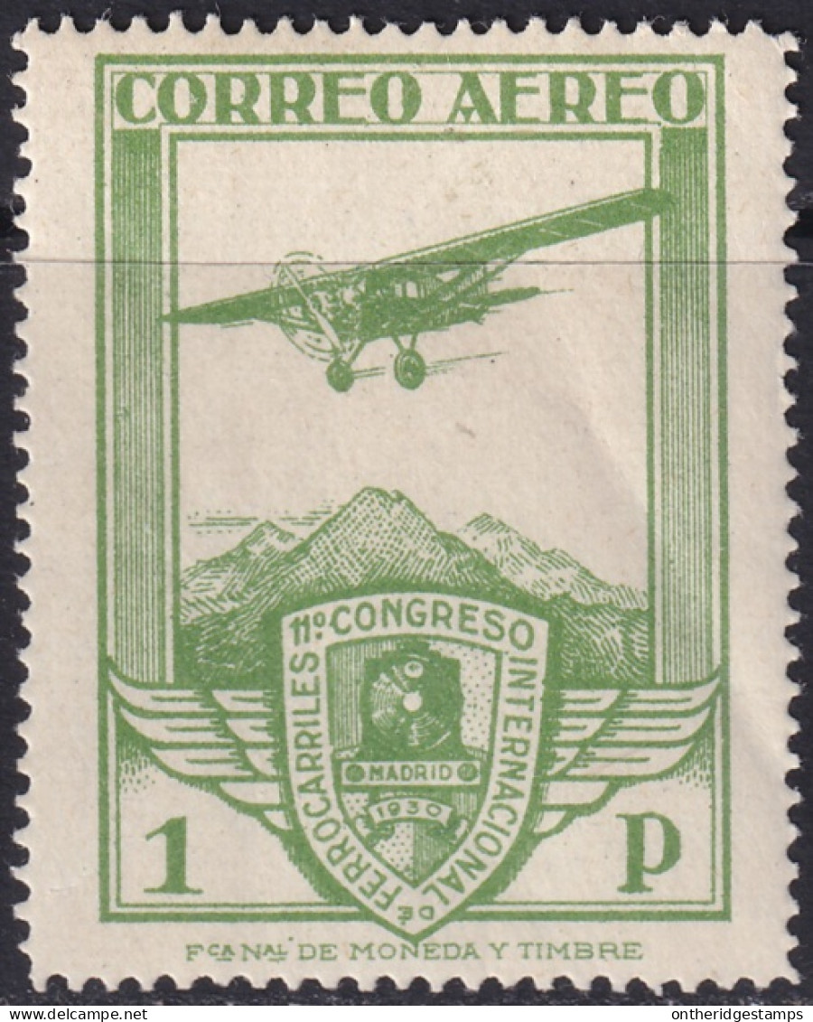 Spain 1930 Sc C16 Var España Ed 487ra Air Post MLH* Variety Creases - Ongebruikt