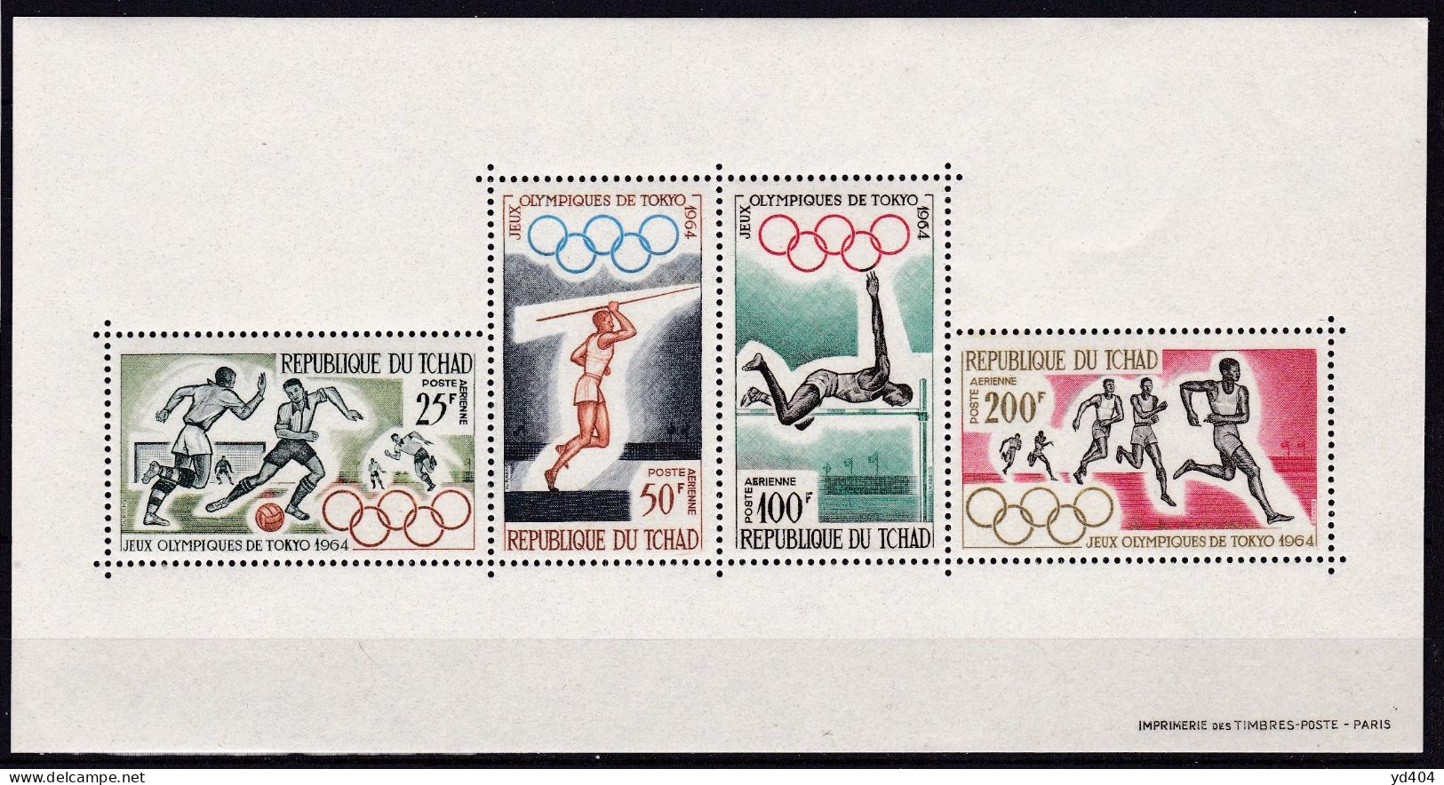 TD-39 – TCHAD – BLOCKS - AIRMAIL - 1964 – TOKYO OLYMPICS – Y&T # 1 MNH 15 € - Tchad (1960-...)