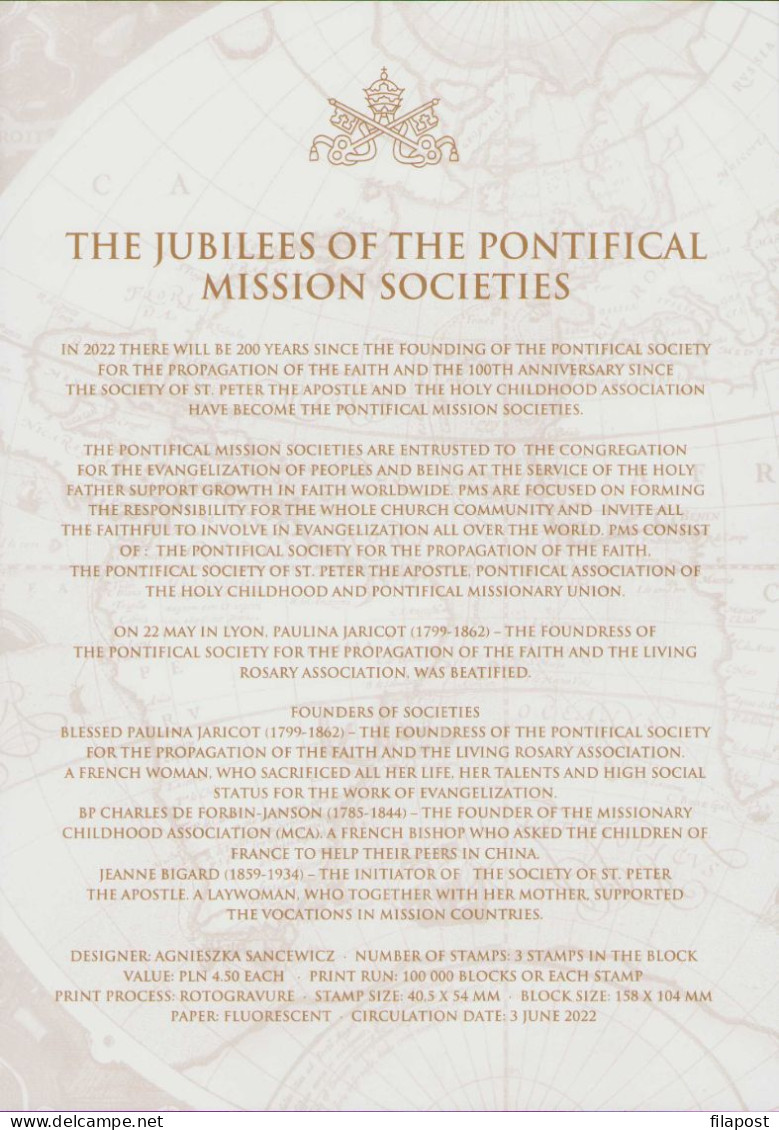 Poland 2022 Booklet - Jubilees Of Pontifical Missionary Acts, Charles De Forbin-Janson, Joanna Bigard, Pauline Jaricot - Booklets