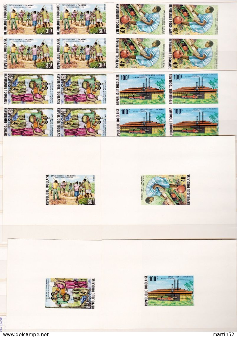 TOGO 1975: EXPLOITATION DE LA PALMERAIE Michel-N° 1106-1109B + 4 ÉPREUVES DE LUXE ** MNH - Agriculture