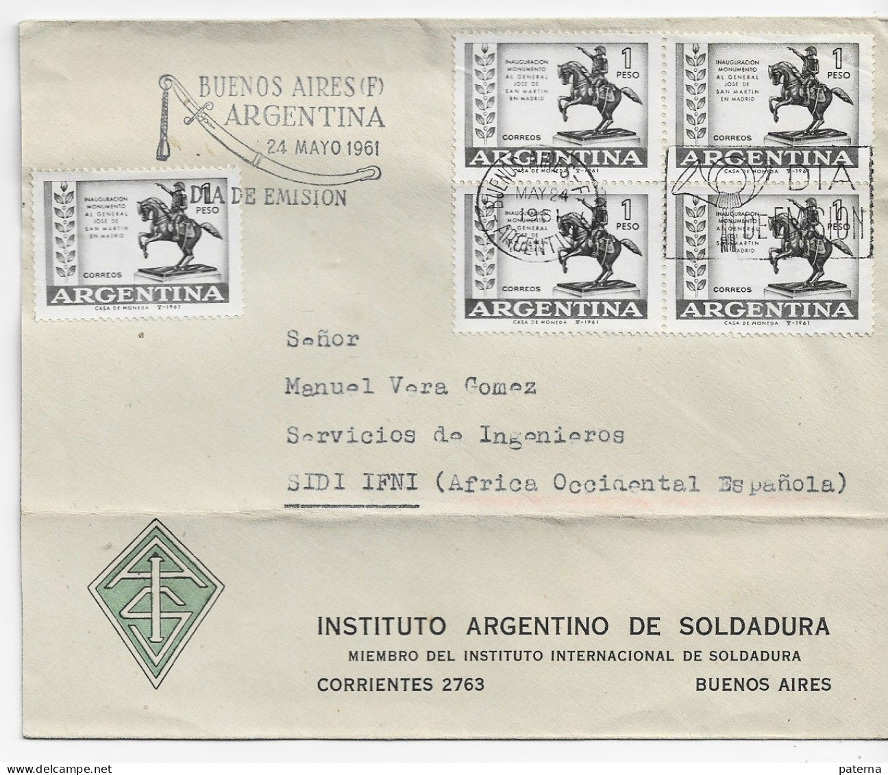 3785   Carta  Buenos Aires 1961, Instituto Argentino De Soldadura. - Cartas & Documentos