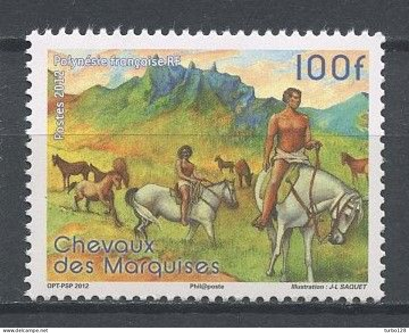 POLYNESIE 2012 N° 1008 ** Neuf MNH  Superbe Faune Chevaux Marquises Fauna Animaux Hommes Femmes - Neufs