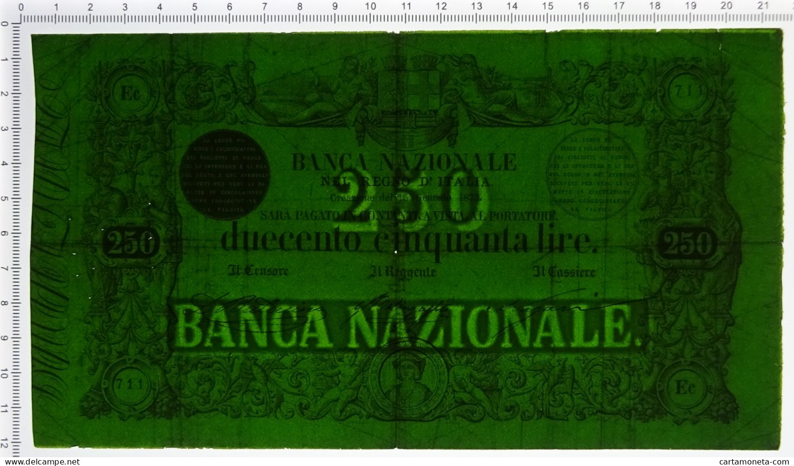 250 LIRE BANCA NAZIONALE NEL REGNO D'ITALIA 15/01/1873 BB/BB+ - Autres & Non Classés