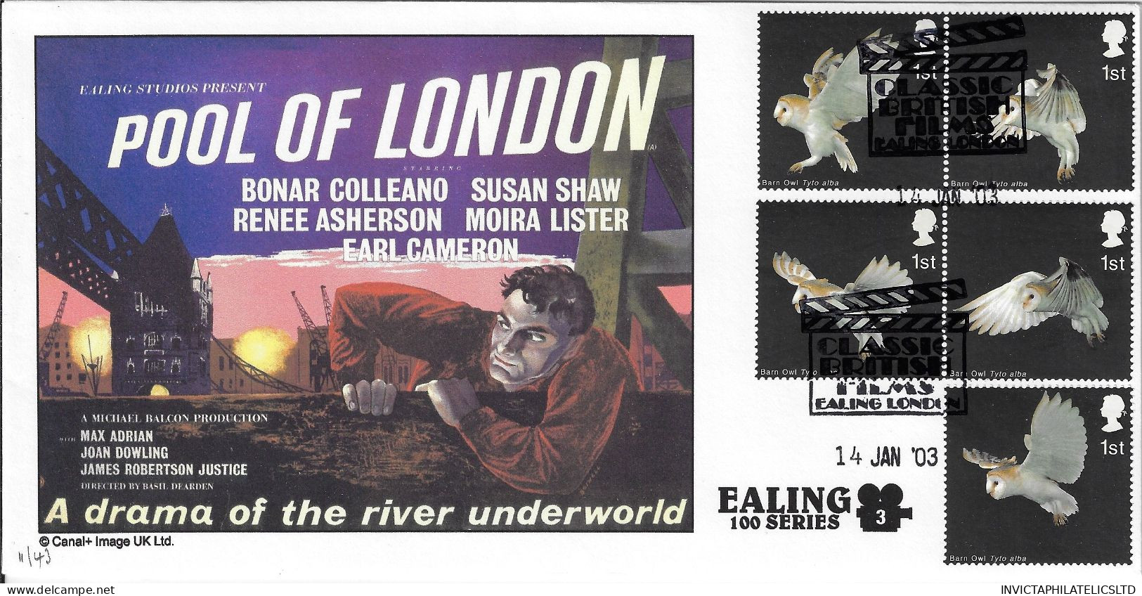 GB 2003 BIRDS OF PREY, CAMBRIDGE OFFICIAL FILM POSTER FDC (PAIR) JUST 43 EXIST - 2001-2010 Dezimalausgaben