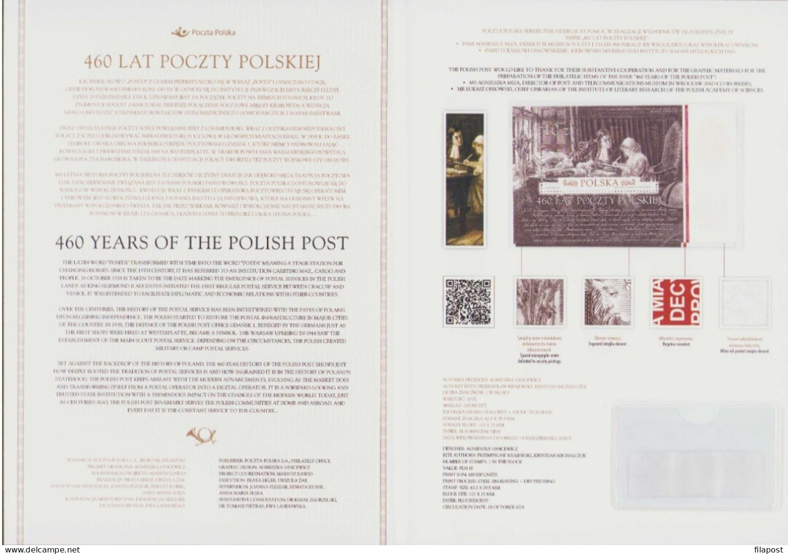 2018 POLAND Booklet 460 Years Of The Polish Post Painting Margaret Dicksee +block MNH** - Postzegelboekjes