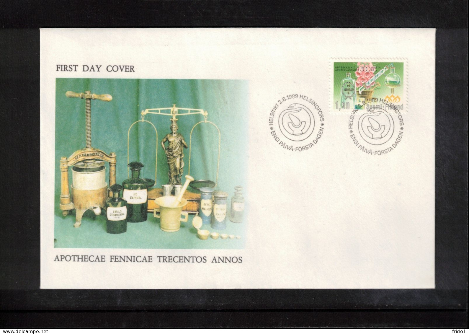Finland 1989 300 Years Of Pharmacies In Finland FDC - Pharmacy