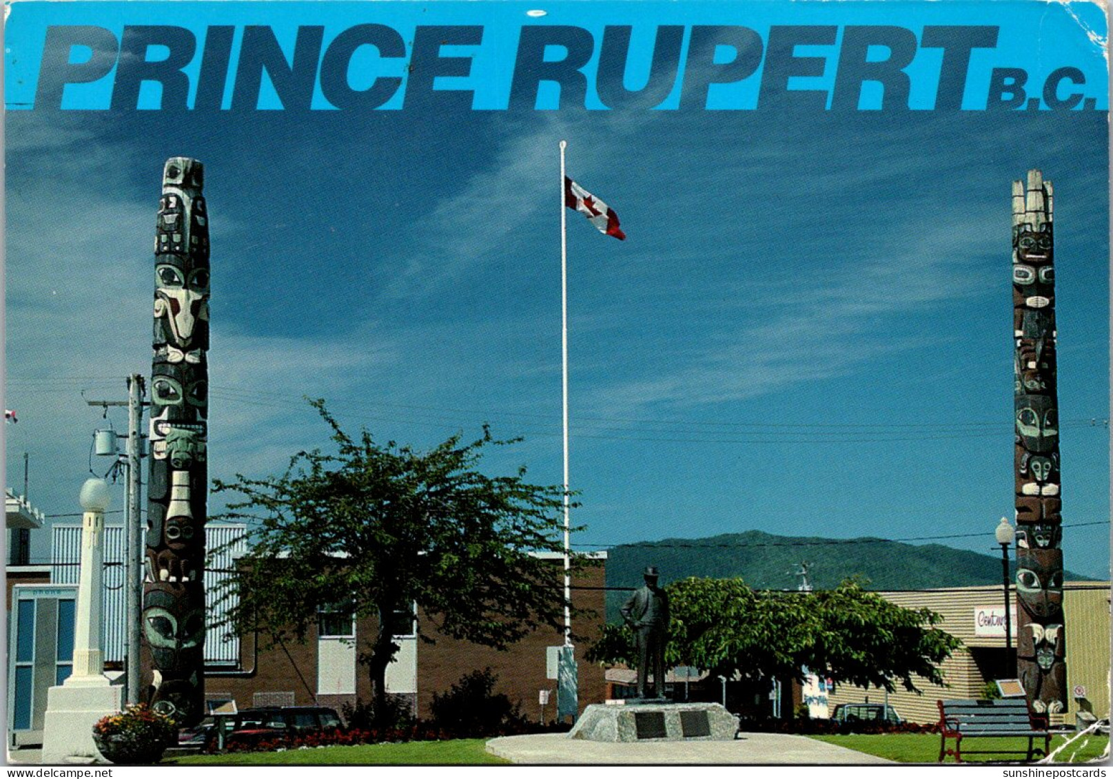 Canada Prince Rupert City Hall Totem Poles And Charles Hays Statue  - Prince Rupert