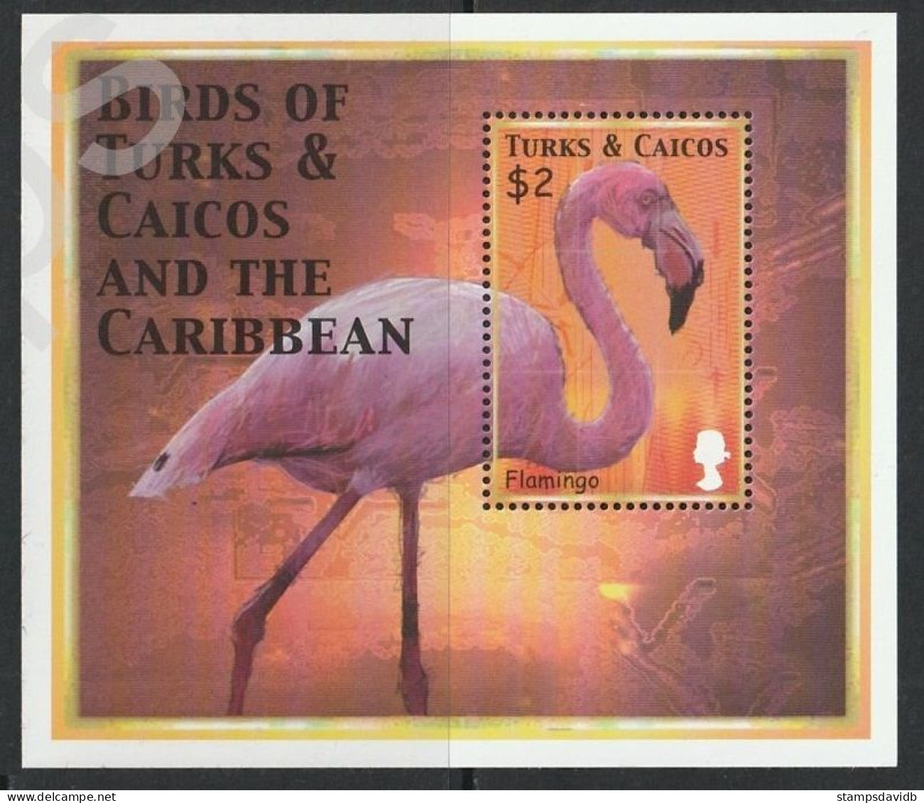 2002 Turks And Caicos Islands 1704/B212 Birds - Flamingo