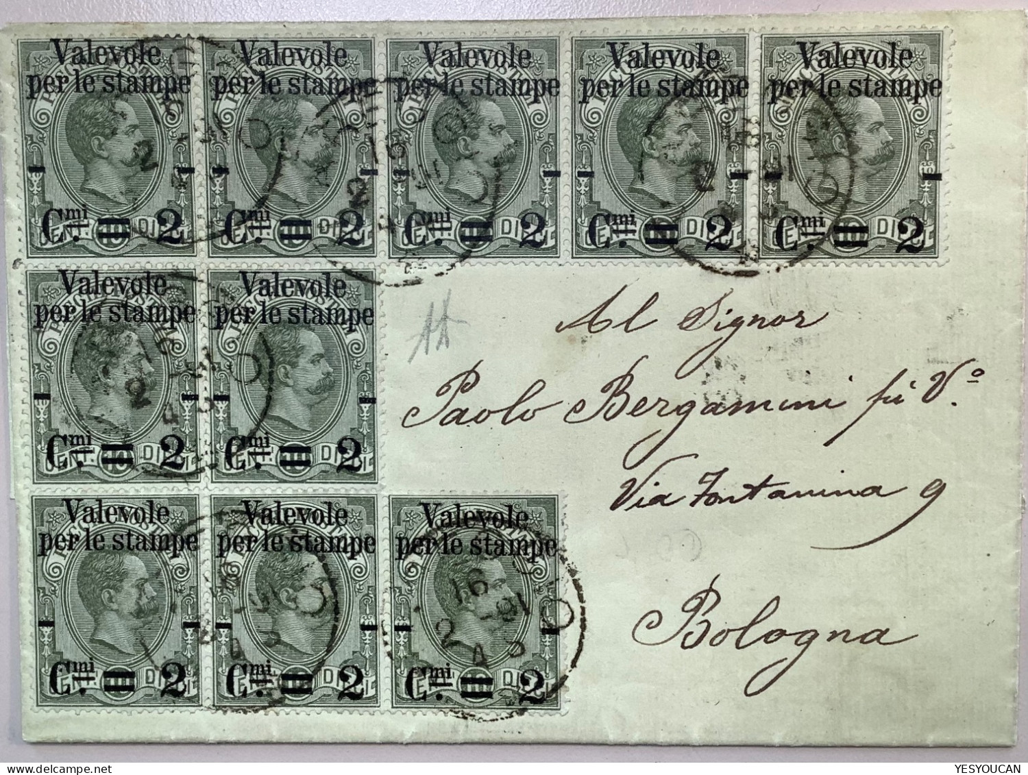 REGGIO 1891 (Emilia Romagna Lombardia)Sa50 Lettera>Bologna EX PROVERA (Regno D‘ Italia Stampe Pacchi Postali Italy Cover - Storia Postale