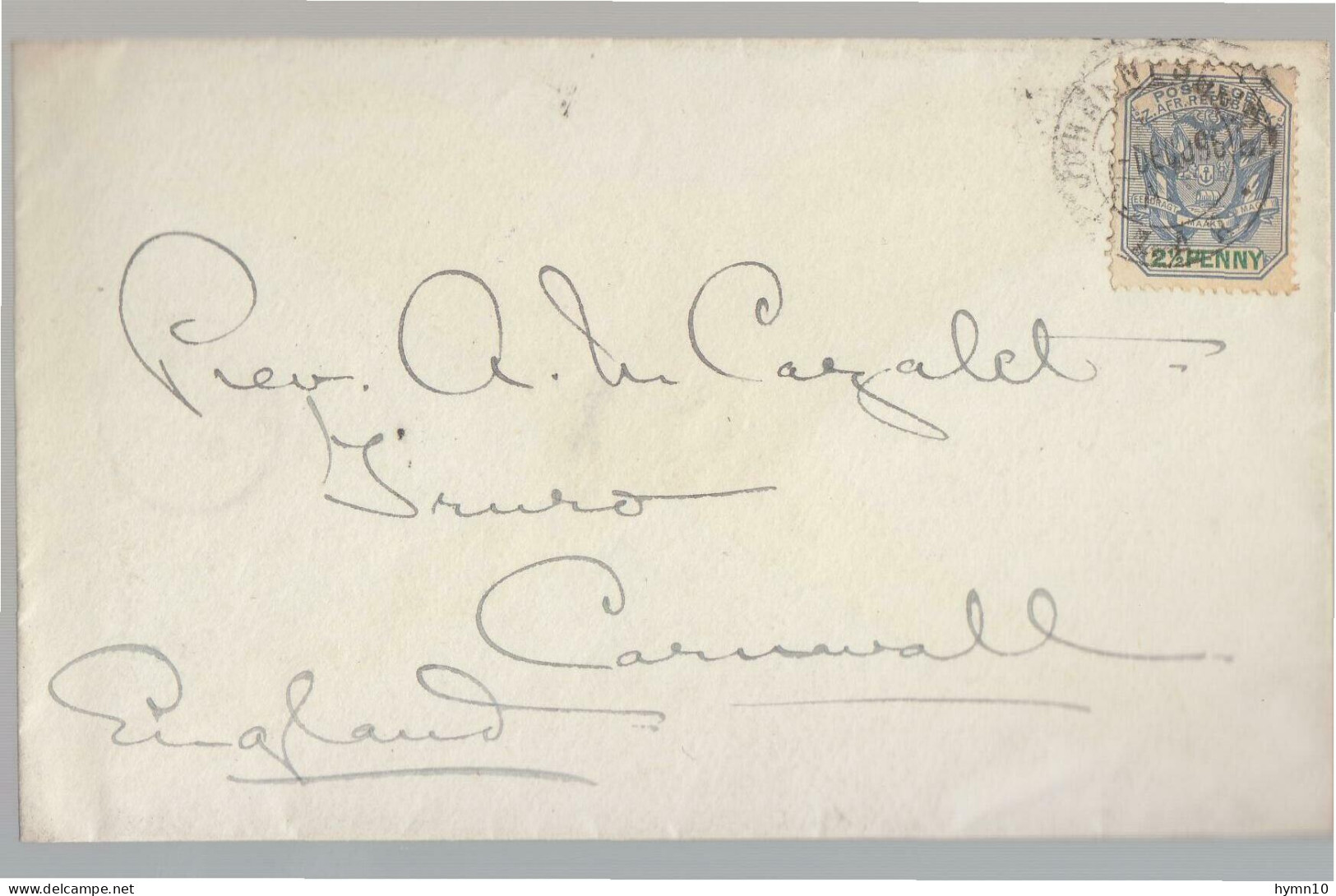 1896 International Cover SOUTH AFRICA To ENGLAND+2 1/2 Penny-c401 - Nieuwe Republiek (1886-1887)