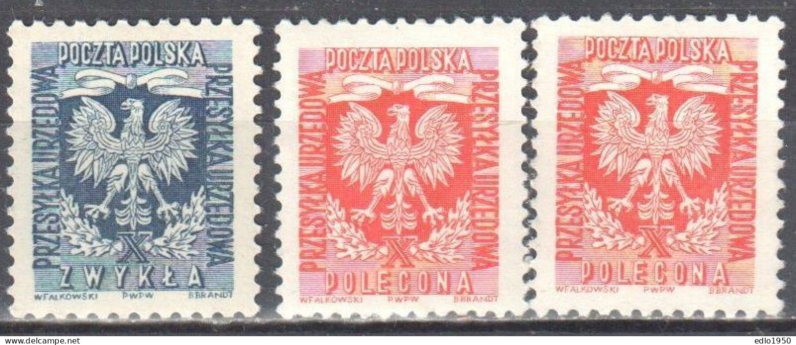 Poland 1954 - Official Stamps - Mi.27A-28A,C - MNH(**) - Officials