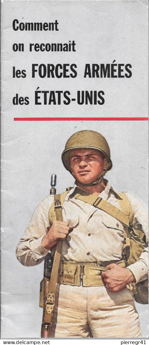 BROCHURE USA En Francais Vers 1950-Comment Reconnaitre Les FORCES ARMEES Des Etats Unis-20 Pages Ft 11x22Cm-TBE/RARE- - Etats-Unis