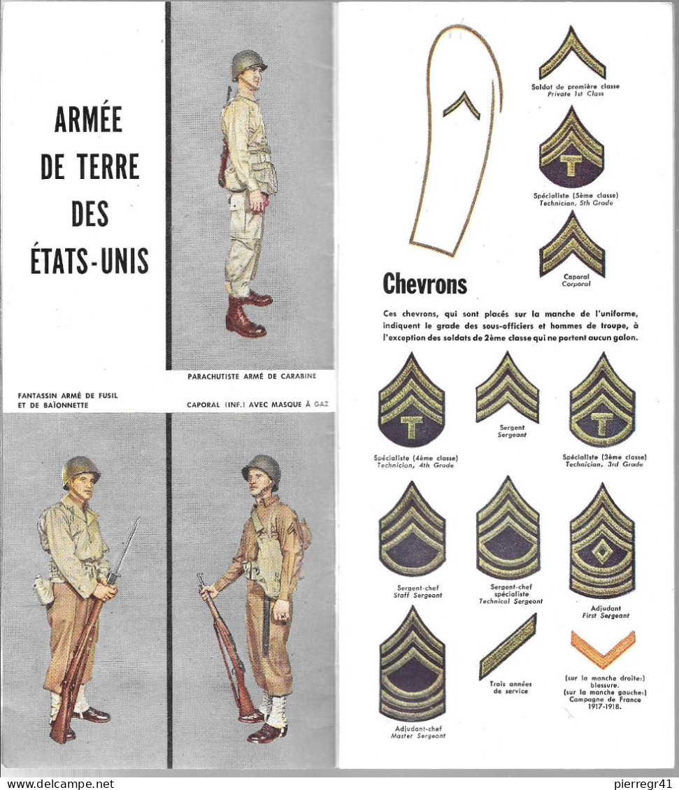 BROCHURE USA en Francais vers 1950-Comment Reconnaitre Les FORCES ARMEES des Etats Unis-20 Pages Ft 11x22Cm-TBE/RARE-