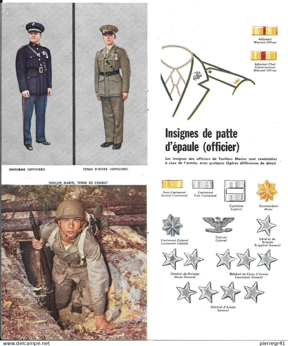 BROCHURE USA en Francais vers 1950-Comment Reconnaitre Les FORCES ARMEES des Etats Unis-20 Pages Ft 11x22Cm-TBE/RARE-