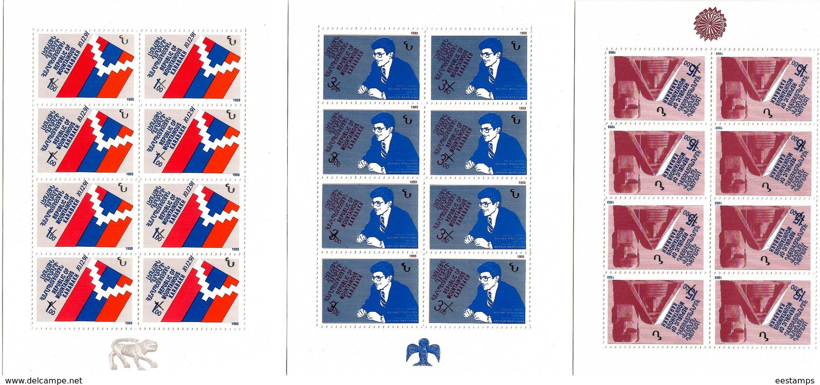 Armenia (Nagorno-Karabakh).2004 Ovpt 3v: N,N,N On 3 Sheetlets Of 8 Stamps. Michel # 34-36 - Armenien