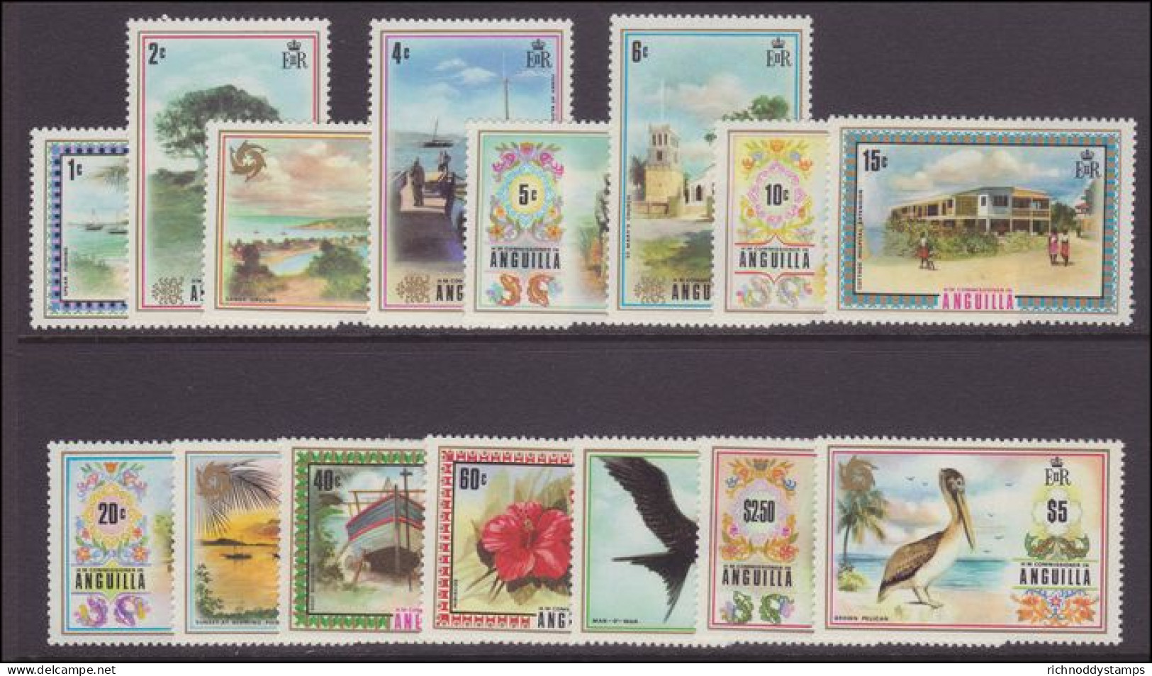 Anguilla 1972-75 Set To &#36;5 Unmounted Mint. - Anguilla (1968-...)