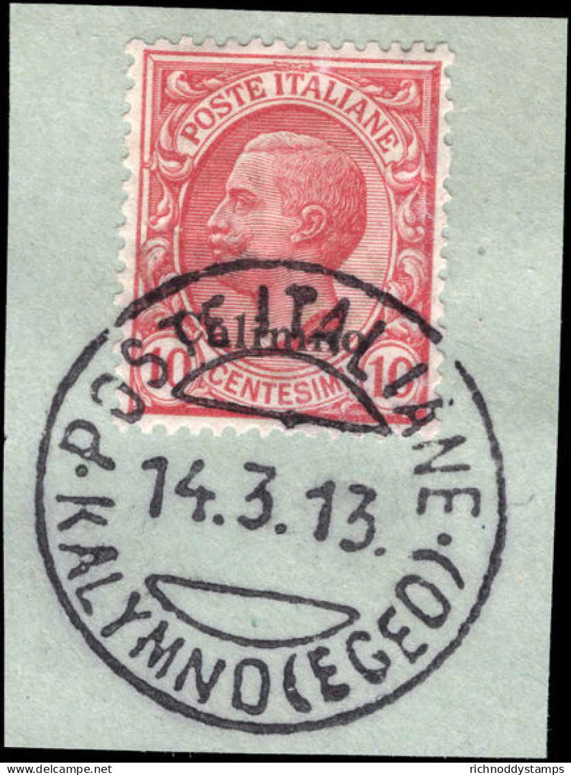 Calimno 1912-21 10c Rose-red Fine Used On Piece. - Egée (Calino)