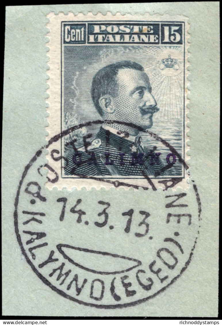 Calimno 1912-21 15c Slate Fine Used On Piece. - Ägäis (Calino)