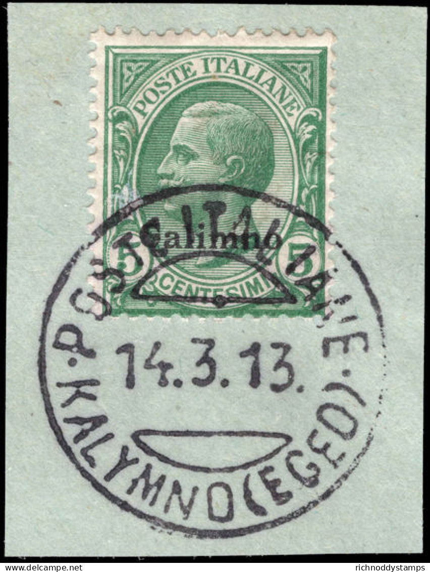 Calimno 1912-21 5c Green Fine Used On Piece. - Aegean (Calino)