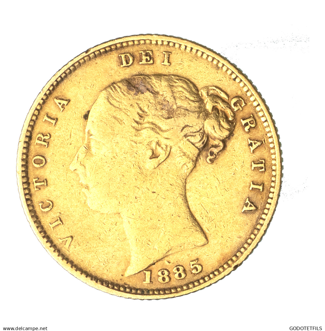 Royaume-Uni 1/2 Souverain Victoria Buste Jeune Et Armoiries 1885 Londres - 1/2 Sovereign